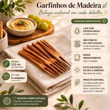 Imagem de Kits Garfinhos em Madeira 12,5cm para Petiscos Quantidade:Kit 6 Unidad
