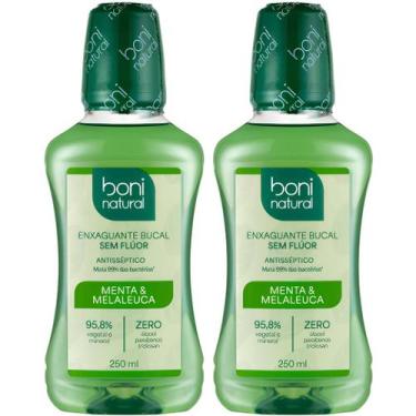 Imagem de Kit 2 Enxaguante Bucal Boni Natural Sem Alcool Sem Fluor Menta Melaleu