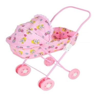 Imagem de Carrinho de boneca Rosa infantil bebe berço para menina - Mepkids