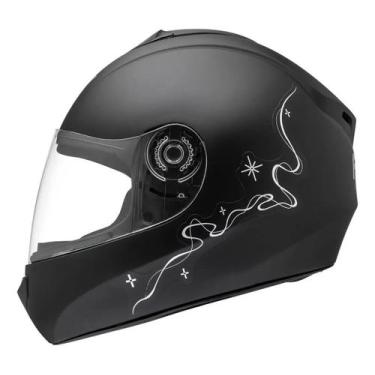 Imagem de Capacete Fly Young Hg Belle Preto Prata Infantil -, Preto fosco