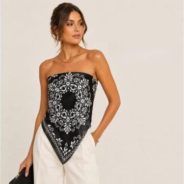 Imagem de Lenço Feminino Cetim Echarpe Estampas Lenco Pashmina Seda 90x90cm Quad