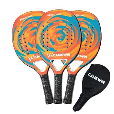 Imagem de Kit 3 Raquetes Beach Tennis Camewin Fibra de Carbono, Laranja
