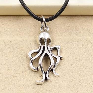 Imagem de EDCRFV Colar de Polvo Marinho Pingente Feminino Couro Preto Couro Presente Amizade