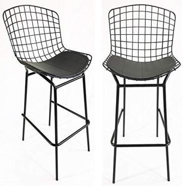 Imagem de Kit 2 Banquetas BERTÓIA preta tubular - Poltronas do Sul