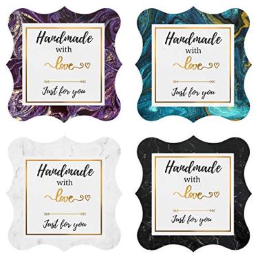 Imagem de Mobiusea Creation Rolo de adesivos feito à mão com amor | Corte especial elegante de 5 cm | 500 etiquetas à prova d'água para produtos caseiros, adesivos feitos à mão, suprimentos para pequenas empresas, suprimentos para conservas de sabão