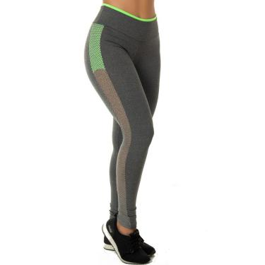 Imagem de Calça Legging Mescla com Grade Lateral Neon | 4501