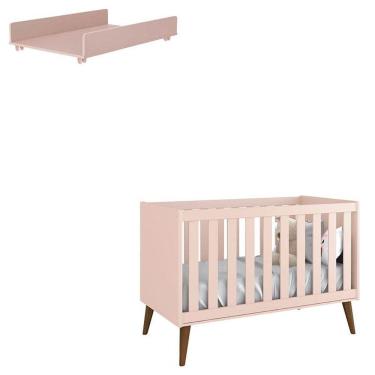Imagem de Berço Americano Theo com Trocador Juju Rosa Amadeirado - Reller