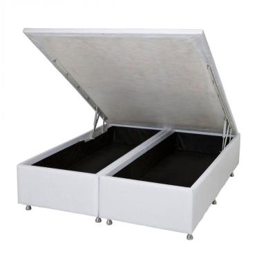Imagem de Base Baú Corino Super King 193x203x39cm Ortobom Branco