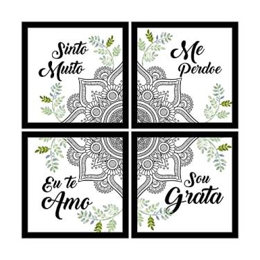 Imagem de Kit 4 Quadros Decorativos 35x35 com MOLDURA Ho'oponopono Mandala