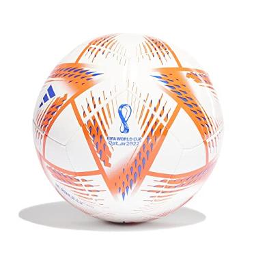 Imagem de adidas Bola de futebol unissex para adultos da Copa do Mundo da FIFA Catar 2022 Al Rihla Club, Branco/Vermelho Solar/Pantone, 5