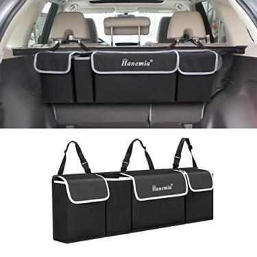 Imagem de Organizador e armazenamento de porta-malas de carro, organizador de pendurar no banco traseiro para SUV, caminhão, MPV, impermeável, bolsa de armazenamento de carga dobrável com 4 bolsos, acessórios