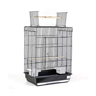 Imagem de KIZQYN Gaiolas de metal aberto superior grande gaiola de pássaro para periquitos Lovebirds tentilhões calopsitas papagaios canários gaiola periquitos viagem gaiola de pássaro gaiola de voo (cor: preto)