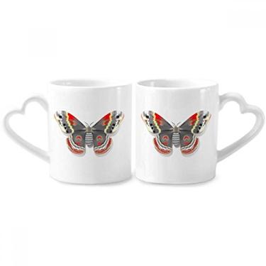 Imagem de Conjunto de canecas de porcelana para casais, borboletas em estilo chinês, com alça de coração em cerâmica