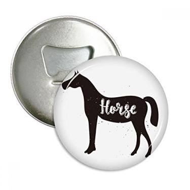 Imagem de Cavalo Preto e Branco Animal Abridor de Garrafas Imã de Geladeira Emblema Multifuncional