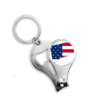 Imagem de Connectic USA Mapa estrelas tripes bandeira forma alicate anel chaveiro abridor de garrafa cortador