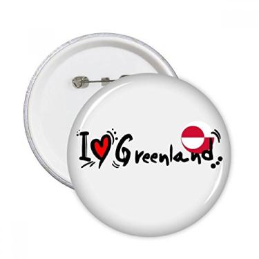 Imagem de I Love Greenland Word Flag Love Heart Illustration Pins redondos Emblema Emblema Acessório Decoração 5 peças