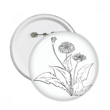 Imagem de Flores de dente-de-leão preto branco planta alfinetes redondos crachá botão decoração acessório 5 peças