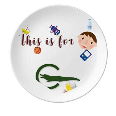 Imagem de Prato de porcelana Outline Fish Attack Body Prato redondo para jantar masculino