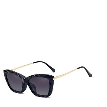 Imagem de Óculos de sol polarizados de condução populares femininos com clipe em olho de gato moda óculos de sol feminino anti azul luz tendência óculos magnéticos, preto c4 cinza, lente polarizada