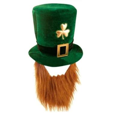Imagem de Chapéu Cartola Saint Patrick´s Day em Veludo c/ Barba Irish Leprechaun