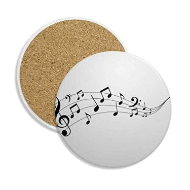 Imagem de Canecas Flappg Music 5-le Staff Porta-copos redondo suporte absorvente pedra 2 peças