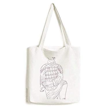 Imagem de Terracota Warrior China desenho chinês sacola sacola de compras bolsa casual bolsa de mão