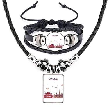 Imagem de Vienna Austria Conjunto de joias de couro com estampa de marco plano