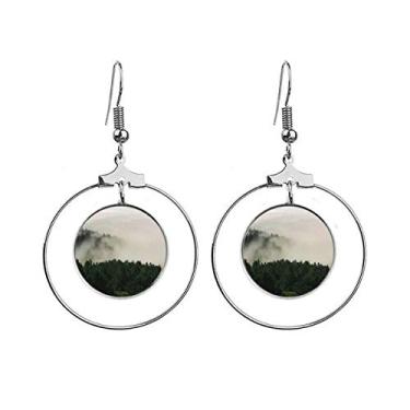 Imagem de Brincos de argola pendentes Mountain Fog Forest Cloud Sky Jewelry Drop Circle