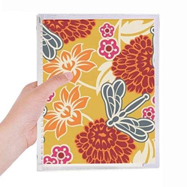 Imagem de Caderno com estampa de flores asiáticas estilo chinês japonês com folhas soltas e diário recarregável