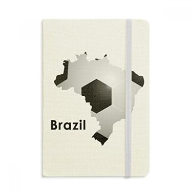 Imagem de Caderno de slogan do Brasil em formato de mapa de futebol brasileiro, capa dura oficial, diário clássico