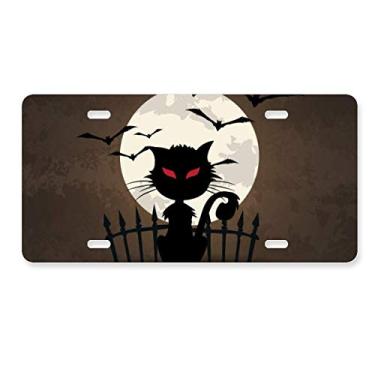 Imagem de DIYthinker Placa de carro Catoon Halloween Night Cat Decoração de carro Acessório de aço inoxidável