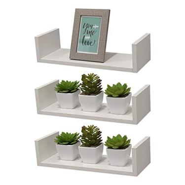 Imagem de Kit 3 Prateleiras U 40 x 15cm Branca Suporte Invisível