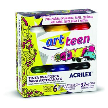 Imagem de Tinta Fosca para Artesanato com 6 Cores, Acrilex, 032000000, Multicor