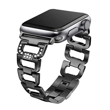 Imagem de Pulseira Luxury Preto LTIMPORTS, compativel com Apple Watch 46mm Series 11/10, 45mm Series 9/8/7, 44mm Series 6/5/4/SE, 42mm Series 3/2/1 e Apple Watch Ultra 49mm 3/2/1