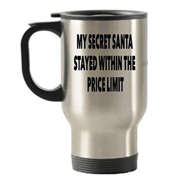 Imagem de Presentes engraçados e secretos de Papai Noel – My Santa Stayed Within The Price Limit – Caneca de elefante branco sarcástico para viagem – Ideia inovadora