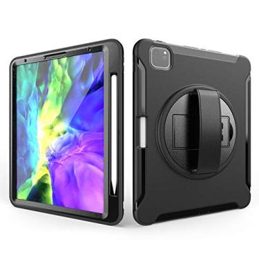 Imagem de QYiD Capa para iPad Pro 11 2020 e 2018 [Suporte Apple Pencil 2 Charging] Capa protetora robusta com protetor de tela e suporte giratório para iPad Pro 11 2ª Geração/Pro 11 1ª geração (preto)