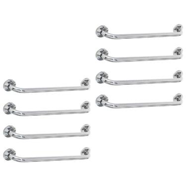 Imagem de Alça De Apoio 60cm Barra Inox Kit 8 Uni Idoso Banheiro Corrimao Suporte Resistente