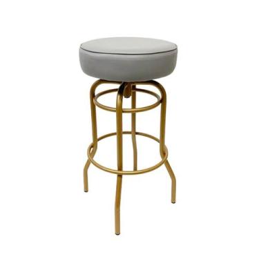 Imagem de Banqueta Altura 65cm Bar Giratória cor Dourado fosco assento cinza - P