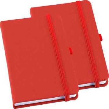 Imagem de Kit 2x Caderneta de Anotações 14x21cm 80 Fls Sem Pauta Vermelho - TopG