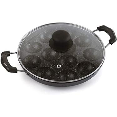 Imagem de Sahishnu Online & Marketing Appam Patra, Appam Maker, Appam Pan, 12 Pits Appam Maker com tampa de vidro