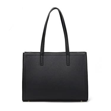 Imagem de FANDARE Pasta portátil mulher grande mala tiracolo impermeável Shoppers e malas de ombro PU couro mala de mão para viagens compras trabalho encontros, Preto, L, Elegante