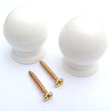 Imagem de Puxador Móveis Gaveta Armário Bola G Branco - 10 Unidades - LOJA & CIA