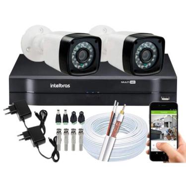 Imagem de Kit 2 Cameras Segurança 720p Full Hd Dvr Intelbras 4ch S/hd