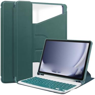 Imagem de Capa para tablet inteligente compatível com Samsung Galaxy Tab A9 Plus Capa SM-X210/SM-216/SM-X218 Capa de 11 polegadas com capa de teclado Suporte de visualização multiângulo(Dark green)