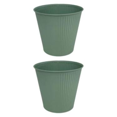 Imagem de Fenteer 2 Unidades de Baldes Decorativos e Vasos para Plantas com Organizador de Pincéis, Verde, Tamanho real