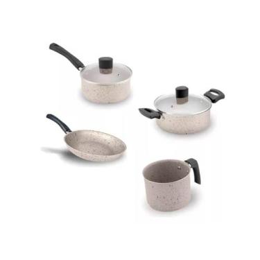 Imagem de Jogo De Panelas Enjoy 4pçs Antiaderente Alegrete Bege Stone