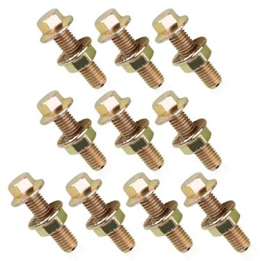 Imagem de Zikefest Kit de parafusos de coletor de escapamento de 10 peças, parafusos de porca de flange sextavada antiderrapante de aço carbono de 0,7 x 1,45 polegadas, peças de reposição de retrofit de carro