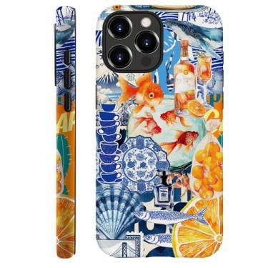 Imagem de Kiritfox Capa compatível com iPhone 13 Pro, tubarão peixe concha fruta colagem capa rígida híbrida de 2 camadas, à prova de choque macia para meninas mulheres meninos homens, capa para iPhone 13 Pro