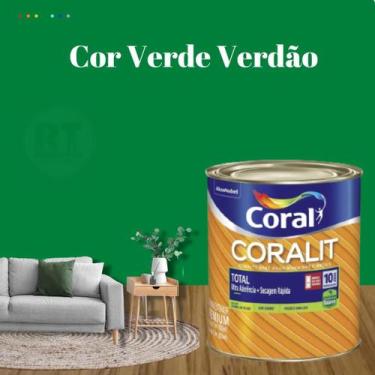 Imagem de Esmalte Sintético Base Água Coral Coralit 800ml Tinta Cor Verde Acetin