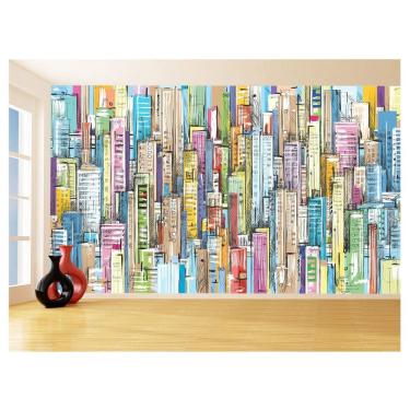 Imagem de Papel De Parede Cidade Arte Prédios Coloridos 3,5M Ncd377